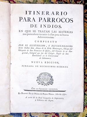 Imagen del vendedor de 1771 INDIANS OF ECUADOR - SPANISH CONQUISTADOR PRIEST'S GUIDE for the ADMINISTRATION of NATIVE INDIANS - Obispo de Quito a la venta por Blank Verso Books