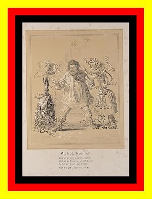 "Die letzte freie Wahl." originale Kreide-Lithographie über Tonplatte ca.18x23cm auf kräftigem Ve...