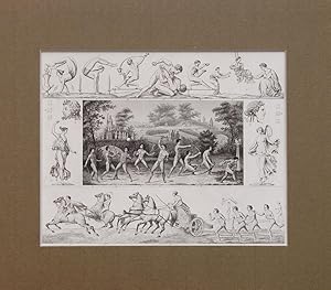 "Sport&Spiel in der Antike" originaler Stahlstich ca.20x25cm (Darstellung/image size) von Henry W...