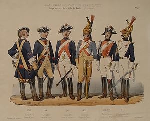 "Costumes de l Armee Francaise. Corpes speciaux de la Ville de Paris (Cavalerie)" originale handk...
