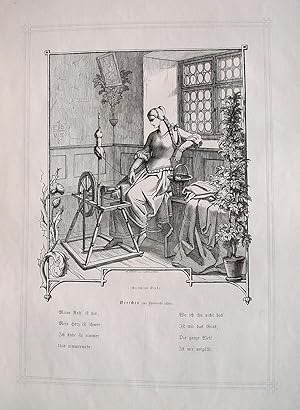 "Illustration zu Goethes Faust" originaler Holzstich ca. 21x18cm (Darstellung/Image size) auf Kun...