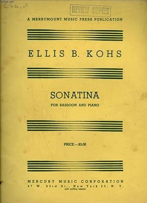 Bild des Verkufers fr SONATINA FOR BASSOON AND PIANO. zum Verkauf von Le-Livre