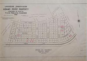 Map of Lakeside Subdivision of Adams Point Property, Portion of Plot 21 V.& D. Peralta Rancho, 19...