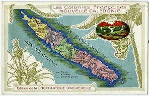 Les Colonies Francaises, Nouvelle Caledonie (New Caledonia). Map trade card