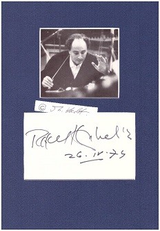 Bild des Verkufers fr RAFAEL KUBELIK (1914-96) tschechischer Komponist und Dirigent, 1939 bis 1941 Opernchef an der Brnner Oper, 1941 als Nachfolger von Vclav Talich Chefdirigent der Tschechischen Philharmonie, Chief Administrator des Royal Opera House in Covent Garden in London zum Verkauf von Herbst-Auktionen