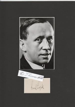 Bild des Verkufers fr KAREL CAPEK (1890-1938 SM) tschechischer Schriftsteller und Journalist, erfand mit den Begiff des Robotors (R.u.R., Rossums Universal-Robots,1910), der Gestapo galt er als Staatsfeind Nummer 2, Bruder von Josef Capek (1887-1945 KZ Bergen-Belsen) zum Verkauf von Herbst-Auktionen