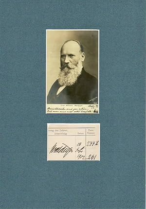 Bild des Verkufers fr WILHELM VON WALDEYER-HARTZ (1836-1921) Professor Dr., bedt. dt. Mediziner / Anatom, entdeckte das Keimepithel, vertrat gegen Rudolf Virchow die richtige Anschauung der Krebsentstehung, prgte den Begiff Chromosom zum Verkauf von Herbst-Auktionen