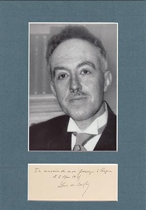 Bild des Verkufers fr LOUIS DE BROGLIE Louis-Victor Pierre Raymond de Broglie, 7. Herzog de Broglie [1892 -1987) franzsischer Physiker, Nobelpreis fr Physik 1929 zum Verkauf von Herbst-Auktionen