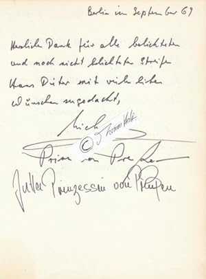 Bild des Verkufers fr Michael Prinz von Preuen (Michael von Preuen,1940-2014) Hohenzollern-Chef, Autor zur Deutschen Geschichte zum Verkauf von Herbst-Auktionen