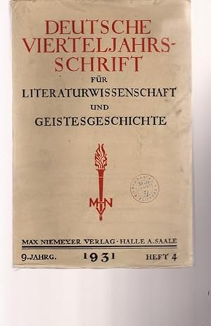 Image du vendeur pour Deutsche Vierteljahrsschrift fr Literaturwissenschaft und Geistesgeschichte. mis en vente par Ant. Abrechnungs- und Forstservice ISHGW