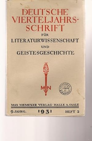 Image du vendeur pour Deutsche Vierteljahrsschrift fr Literaturwissenschaft und Geistesgeschichte. mis en vente par Ant. Abrechnungs- und Forstservice ISHGW