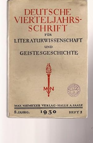 Seller image for Deutsche Vierteljahrsschrift fr Literaturwissenschaft und Geistesgeschichte. for sale by Ant. Abrechnungs- und Forstservice ISHGW