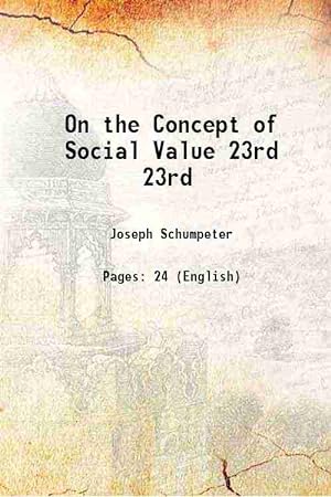 Imagen del vendedor de On the Concept of Social Value Volume 23rd 1909 a la venta por Gyan Books Pvt. Ltd.