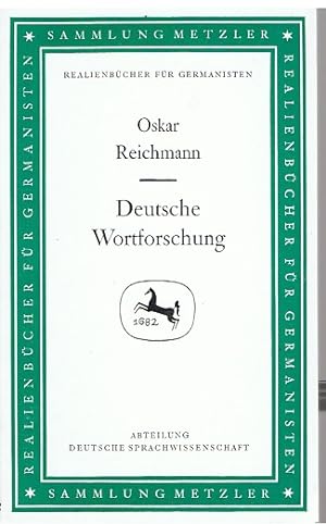 Imagen del vendedor de Deutsche Wortforschung - Sammlung Metzler Band 82 - a la venta por Allguer Online Antiquariat