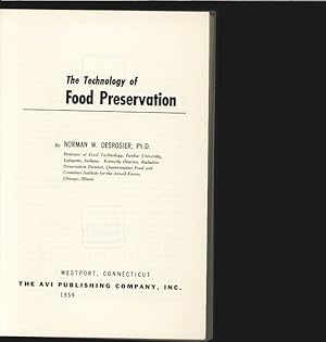 Bild des Verkufers fr The Technology of Food Preservation. zum Verkauf von Antiquariat Bookfarm