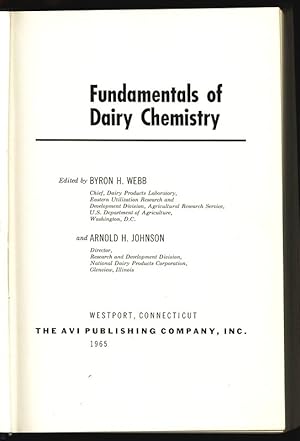 Bild des Verkufers fr Fundamentals of Dairy Chemistry. zum Verkauf von Antiquariat Bookfarm