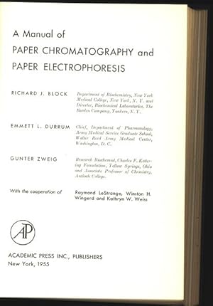 Immagine del venditore per A Manual of Paper Chromatography and Paper Electrophoresis. venduto da Antiquariat Bookfarm