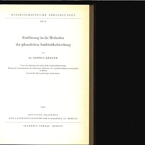 Bild des Verkufers fr Einfhrung in die Methoden der pflanzlichen Antibiotikaforschung. Wissenschaftliche Abhandlungen. 13. zum Verkauf von Antiquariat Bookfarm