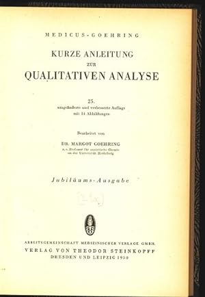 Bild des Verkufers fr Kurze Anleitung zur qualitativen Analyse. zum Verkauf von Antiquariat Bookfarm