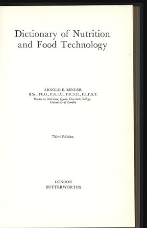 Imagen del vendedor de Dictionary of Nutrition and Food Technology. a la venta por Antiquariat Bookfarm