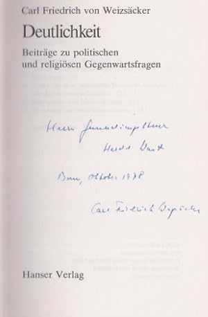 Deutlichkeit. Beiträge zu politischen und religiösen Gegenwartsfragen.