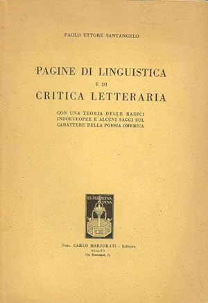 Bild des Verkufers fr Pagine di linguistica e di critica letteraria zum Verkauf von Studio Bibliografico Marini
