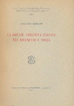 Bild des Verkufers fr La giovane narrativa italiana tra documento e poesia zum Verkauf von Studio Bibliografico Marini