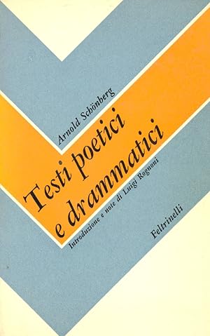 Bild des Verkufers fr Testi poetici e drammatici zum Verkauf von Studio Bibliografico Marini