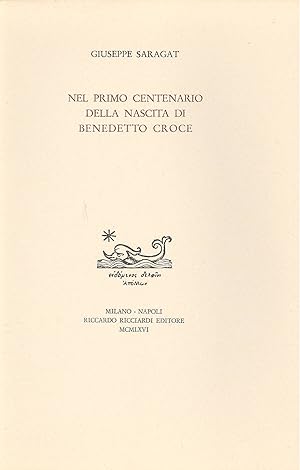 Bild des Verkufers fr Nel primo centenario della nascita di Benedetto Croce zum Verkauf von Studio Bibliografico Marini