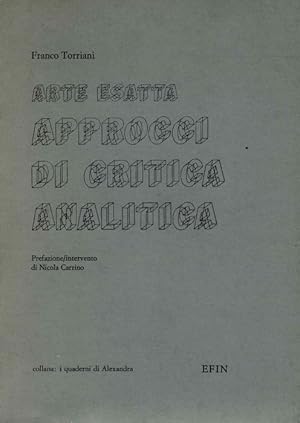 Immagine del venditore per Arte esatta. Approcci di critica analitica venduto da Studio Bibliografico Marini