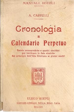 Bild des Verkufers fr Cronologia e calendario perpetuo zum Verkauf von Studio Bibliografico Marini