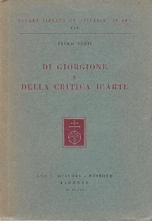 Seller image for Di Giorgione e della critica d'arte for sale by Studio Bibliografico Marini