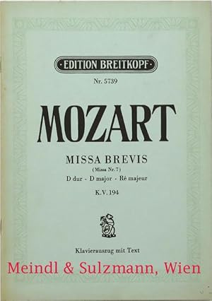 Bild des Verkufers fr Missa Brevis (Missa Nr. 7). D dur - D major - R majeur. K. V. 194. Klavierauszug mit Text von Georg Trexler. zum Verkauf von Antiquariat MEINDL & SULZMANN OG
