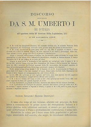 Discorso pronunciato da S. M. Umberto I Re d'Italia all'apertura della II° sessione della legisla...