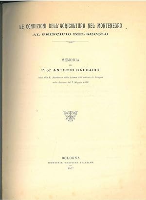 Le condizioni dell'agricoltura nel Montenegro al principio del secolo