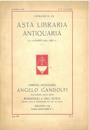Libreria antiquaria Angelo Gandolfi, successore della ditta Romagnoli & Dall'Acqua. Asta antiquar...