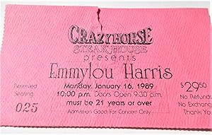 Imagen del vendedor de Original Ticket Stub for Emmylou Harris Concert at the Crazy Horse Steakhouse (Monday, January 16, 1989) a la venta por Bloomsbury Books