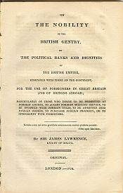 Image du vendeur pour ON THE NOBILITY OF THE BRITISH GENTRY, or the political ranks and dignities of the British Empire, compared with those on the continent; for the use of foreigners in Great Britain, and of Britons abroad; particularly of those who desire to be presented . mis en vente par Harry E Bagley Books Ltd