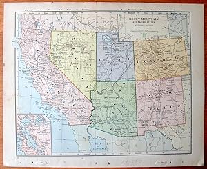 Imagen del vendedor de Antique Map. Rocky Mountain and Pacific States - Southern Section. a la venta por Ken Jackson
