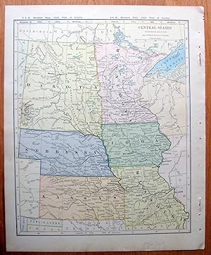 Bild des Verkufers fr Antique Map. Central States - Western Section. zum Verkauf von Ken Jackson