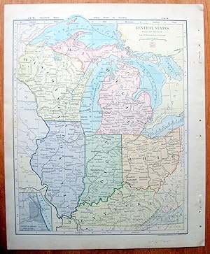 Imagen del vendedor de Antique Map. Central States - Eastern Section. a la venta por Ken Jackson