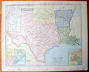 Bild des Verkufers fr Antique Map. Rocky Gulf States - Western Section. zum Verkauf von Ken Jackson