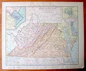Imagen del vendedor de Antique Map. Middle Atlantic States - Southern Section. a la venta por Ken Jackson