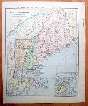 Bild des Verkufers fr Antique Map. New England States. zum Verkauf von Ken Jackson