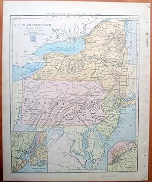 Imagen del vendedor de Antique Map. Middle Atlantic States - Northern Section. a la venta por Ken Jackson