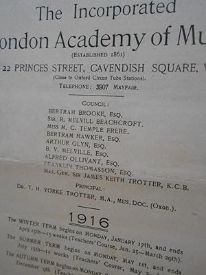 Seller image for Prospectus of Inc London Academy of Music 1916 Dr Yorke Trotter for sale by Oswestry Market Books