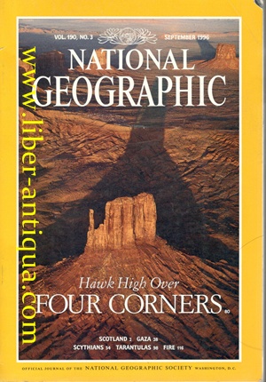 National Geographic - Vol 190, No 3 - Inhalt: hawk high over four corners, scotland, gaza, scythi...