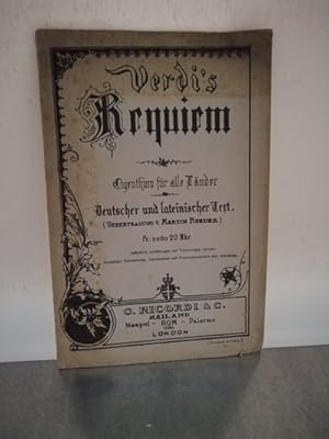 Bild des Verkufers fr Verdi s Requiem (zum Todestage Allessandro Manzoni s componirt) zum Verkauf von Antiquariat Liber Antiqua