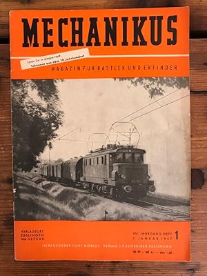 Bild des Verkufers fr Mechanikus 1/1957 Magazin fr Bastler und Erfinder, zum Verkauf von Antiquariat Liber Antiqua