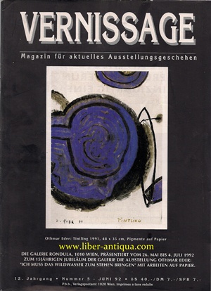 Bild des Verkufers fr Vernissage 5/1992 - Magazin fr aktuelles Ausstellungsgeschehen, zum Verkauf von Antiquariat Liber Antiqua